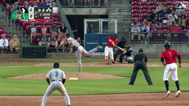 Jose Salas rips RBI double down the line in right