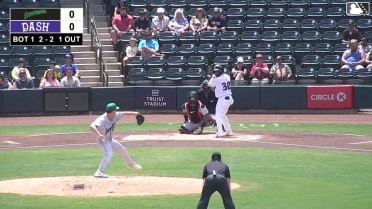 Jeral Perez out on a sacrifice fly to right fielder Josh Tate. Ely Brown scores.