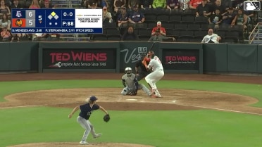 Joey Meneses singles on a line drive to left fielder Diego Castillo. Brett Harris scores.