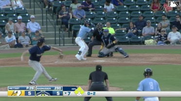 Connor Rasmussen out on a sacrifice fly to center fielder Ethan Conrad. Sean Gamble scores.