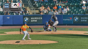 Tyler Hardman homers (1) on a fly ball to right field.