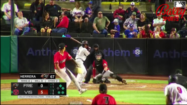 Kayson Cunningham singles on a line drive to left fielder Derek Bernard. José Mejía scores. Jose Alpuria to 3rd.