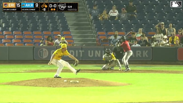 E.J. Exposito doubles (8) on a sharp fly ball to center fielder Jaison Chourio. Andrew Jenkins scores.