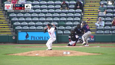 Tyler McDonough doubles (1) on a sharp fly ball to center fielder Mitch Jebb. Will Turner scores.