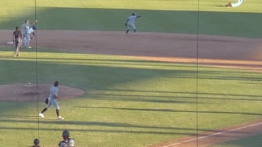 Sammy Siani turns an inning-ending double play