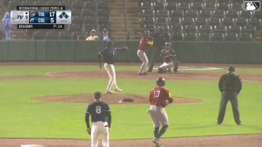 Cal Stevenson singles on a line drive to center fielder Dayan Frias. Gage Workman scores. Corey Julks to 3rd. Eduardo Valencia to 2nd.