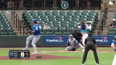 Kellen Strahm singles on a line drive to left fielder Zach Ehrhard. Shay Whitcomb scores. Cavan Biggio to 2nd.