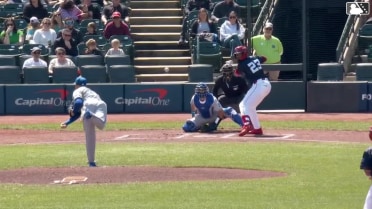 Rece Hinds out on a sacrifice fly to center fielder John Rave. Blake Dunn scores.