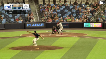 Kendrey Maduro triples (1) on a sharp fly ball to center fielder Slade Caldwell. Kendrey Maduro scores. Throwing error by center fielder Slade Caldwell.
