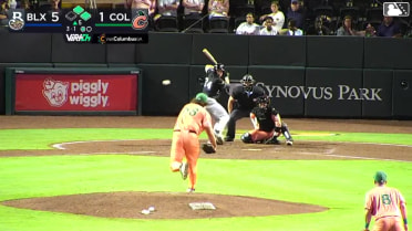 Matthew Wood out on a sacrifice fly to center fielder Patrick Clohisy. Mike Boeve scores.