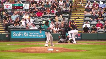 Will Taylor hits an inside-the-park home run (7) on a line drive to left-center field.