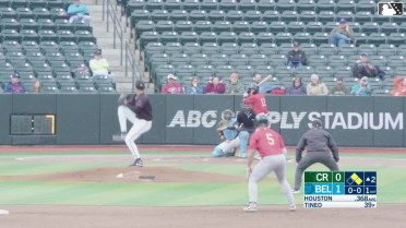 Marek Houston grounds into a double play, shortstop Starlyn Caba to second baseman Chase Jaworsky to first baseman Cam Clayton. Andy Lugo out at 2nd. Marek Houston out at 1st.