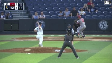 Luis Caicuto out on a sacrifice fly to center fielder Camden Troyer. Nick Biddison scores.