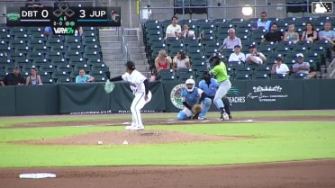 Kyle Henley homers (1) on a fly ball to left field.