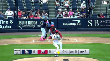 Hedbert Perez homers (4) on a line drive to right center field. Eddie Micheletti Jr. scores.