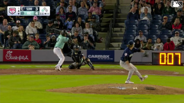 Maui Ahuna out on a sacrifice fly to left fielder DJ Gladney. Scott Bandura scores.