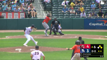 Matt Fraizer doubles (9) on a sharp line drive to center fielder Mathieu Vallee. Max Ferguson scores. Ahbram Liendo scores.