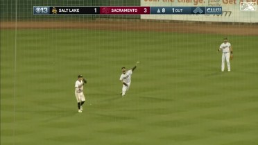 Cal Stevenson throws out a runner at first