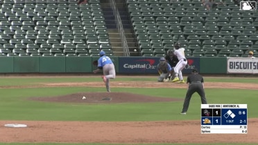 Ryan Spikes lines into a double play, right fielder David Calabrese to shortstop Nick Rodriguez to right fielder David Calabrese to shortstop Nick Rodriguez. Jadher Areinamo out at 2nd.