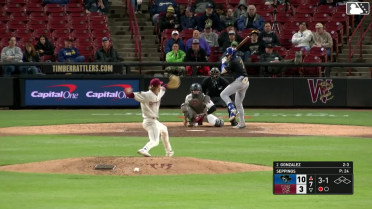 Asbel Gonzalez homers (1) on a fly ball to left center field.