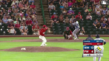 Roberto Campos singles on a sharp line drive to center fielder Ryan Wideman. Juan Hernandez scores. Edian Espinal to 2nd.