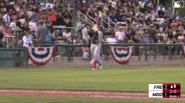 Rockies top prospect Robert Calaz hits two-run homer