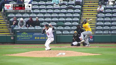 Justice Bigbie homers (1) on a fly ball to left center field. Thayron Liranzo scores.