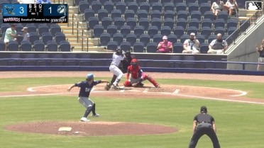 Luis Lameda doubles (3) on a line drive to right fielder Andrews Opata. Brady Ebel scores.