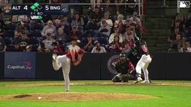 JT Benson out on a sacrifice fly to center fielder Lonnie White Jr. Chris Suero scores.