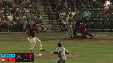 Juan Matheus doubles (3) on a sharp line drive to right fielder Jay Allen II. Cristian Hernández scores.