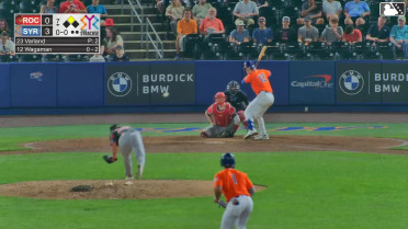 Eric Wagaman doubles (9) on a sharp line drive to left fielder Phillip Glasser. MJ Melendez scores.