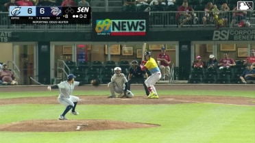 Dylan Moore homers (6) on a fly ball to left field.