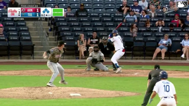 Jake Gelof out on a sacrifice fly to left fielder Sammy Siani. Jose Izarra scores.