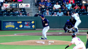 Marek Houston singles on a line drive to center fielder Carson Roccaforte. Quinn McDaniel scores.