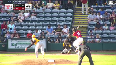 Murf Gray out on a sacrifice fly to center fielder Woody Hadeen. Keiner Delgado scores.