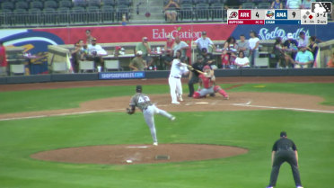 Gavin Logan doubles (4) on a fly ball to left fielder Bill Knight. Anderdson Rojas scores.
