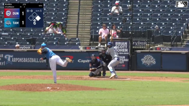 Josh Rivera homers (1) on a fly ball to center field. Raimundo De Los Santos scores.