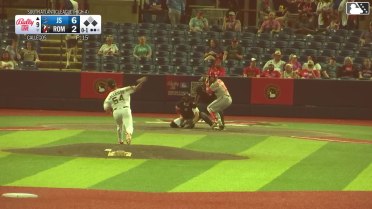 Jose Colmenares singles on a line drive to left fielder Eric Hartman. Kodey Shojinaga scores. Raider Tello to 3rd.