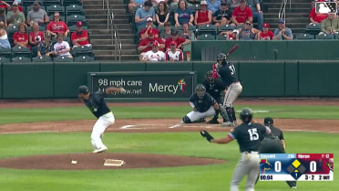 Andrew Cossetti singles on a fly ball to center fielder Miguel Ugueto. Marek Houston scores.