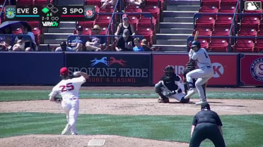 Brandon Eike singles on a ground ball to left fielder Kevin Fitzer. Felnin Celesten scores.