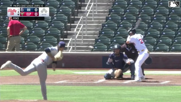 Bryce Johnson homers (1) on a fly ball to left center field.