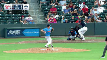 Khadim Diaw doubles (3) on a ground ball to left fielder Devin Taylor. Jaime Ferrer scores. Marek Houston to 3rd.