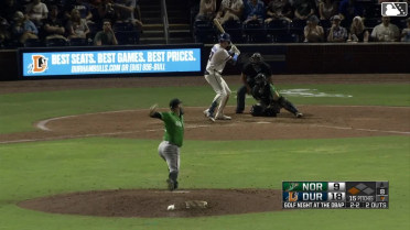 Logan Davidson doubles (6) on a line drive to right fielder Fernando Peguero. Carson Williams scores.