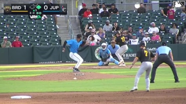 Sammy Stafura doubles (1) on a line drive to center fielder Andres Valor. Josh Tate scores.