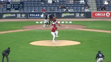 Oswaldo Cabrera singles on a fly ball to left fielder Braiden Ward. Yanquiel Fernández scores.