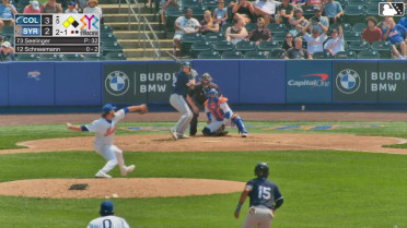 Daniel Schneemann out on a sacrifice fly to left fielder Jose Ramos. Blake Perkins scores. Dayan Frias to 3rd.