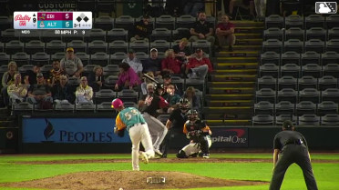 Thayron Liranzo out on a sacrifice fly to left fielder Titus Dumitru. Woody Hadeen scores.