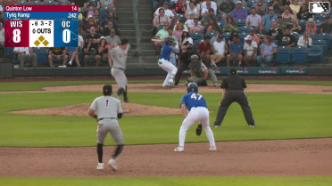 Tyriq Kemp out on a sacrifice fly to left fielder Tayden Hall. Ramon Ramirez scores.