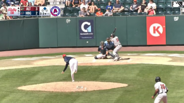 Easton Carmichael triples (1) on a sharp line drive to center fielder Nick Mitchell. Callan Moss scores.