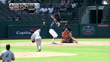 Bligh Madris singles on a sharp line drive to right fielder Fernando Peguero. Jimmy Crooks scores.